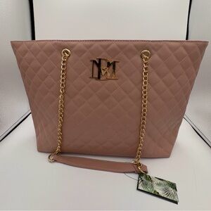 Badgley Mischka Blush Quilted Tote BMH-108 Chain Strap New in wrapping